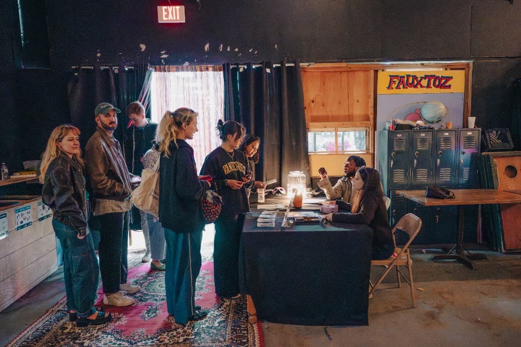 Check-in line at the event